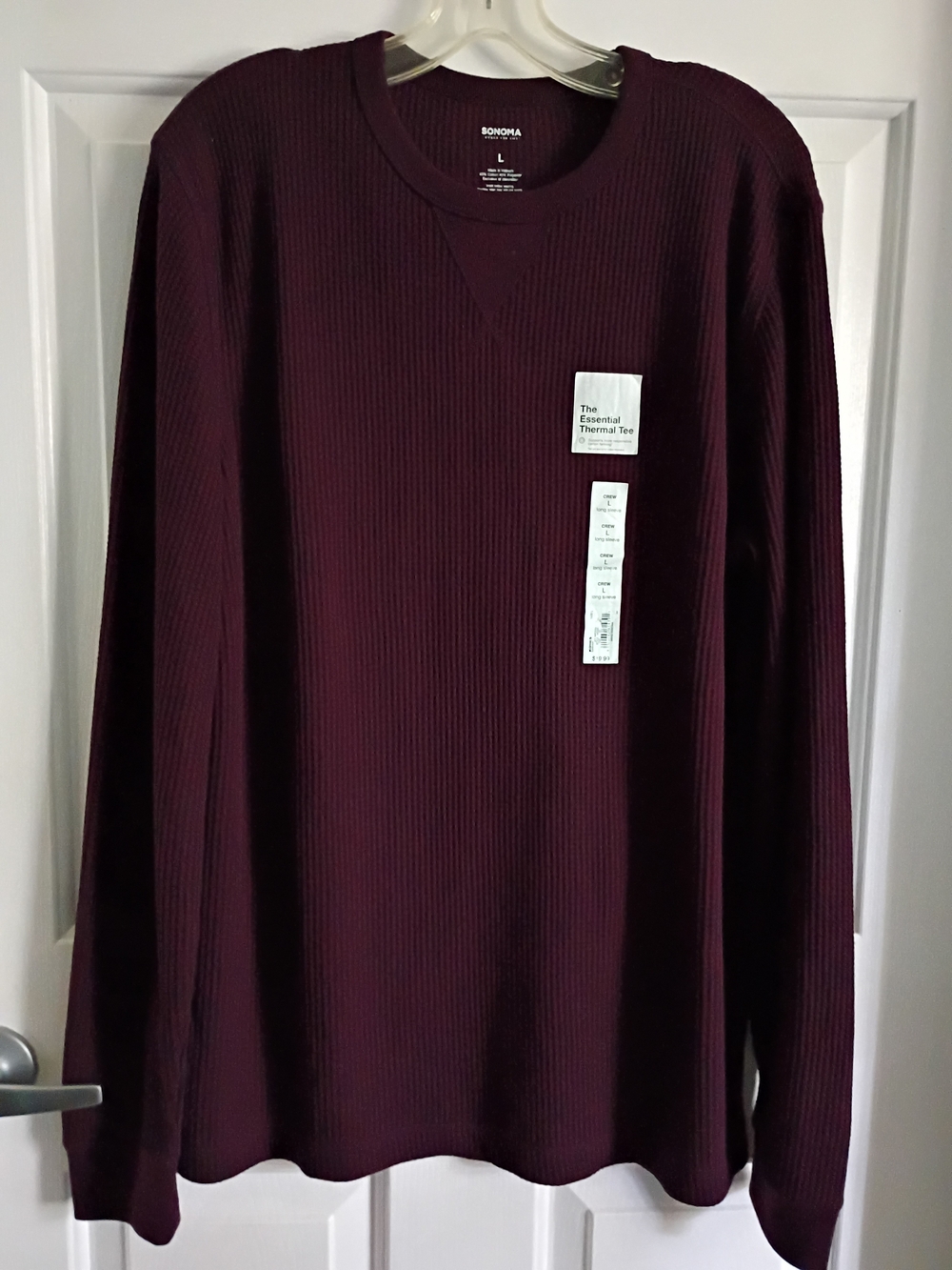 Sonoma Men’s Burgundy Thermal Long-Sleeve Shirt